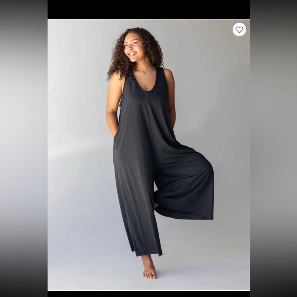 Natural Life Knit V-Neck Jumpsuit in Midnight Navy Tie-Dye 
One Size (fits all) - Picture 2 of 12